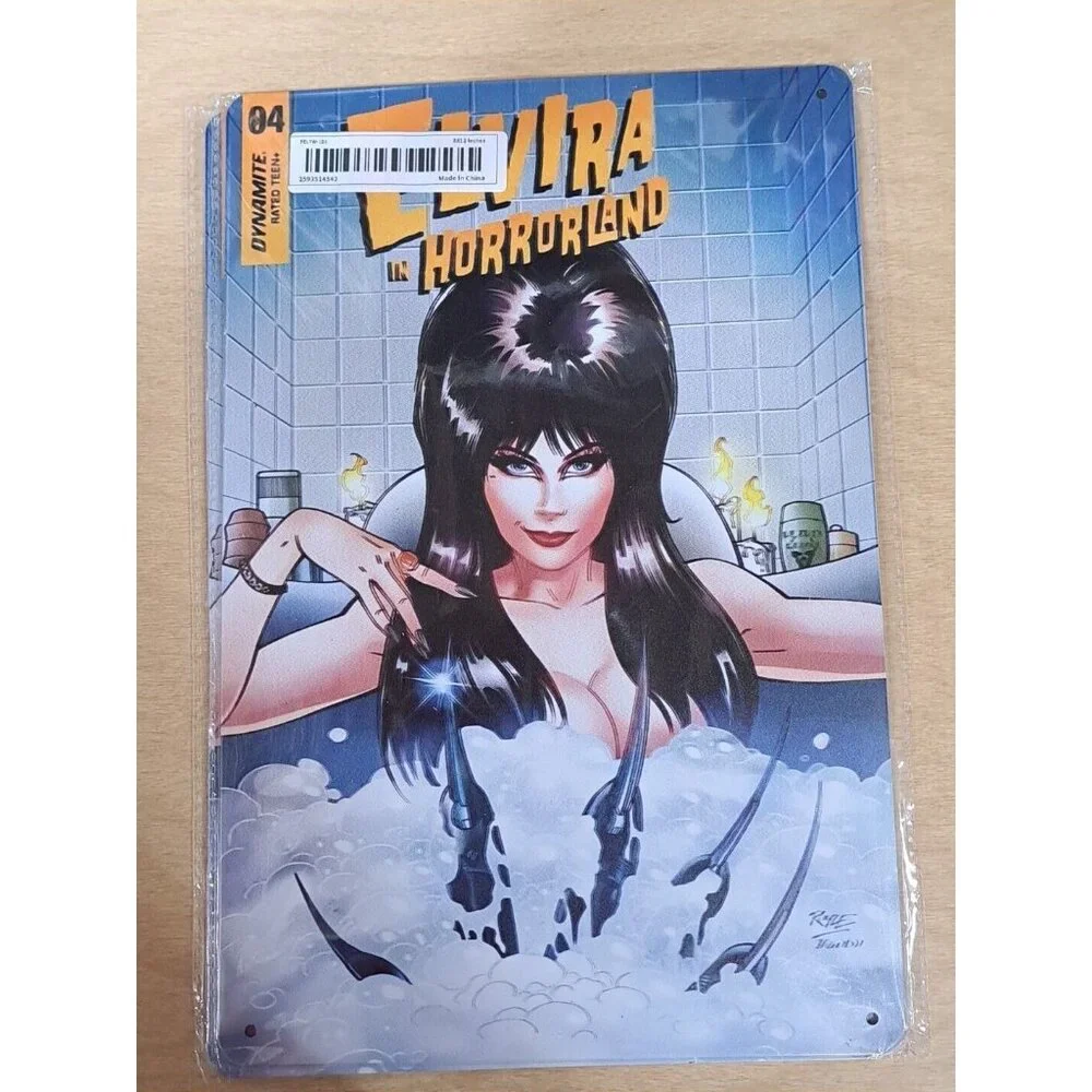 ELVIRA‎ in HORRORLAND Metal Sign, Mistress of the Dark Bathing 🛁